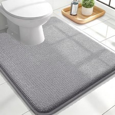 Toilet Rugs U-Shaped 24x20 Extra Soft Absorbent Thick Memory Foam Contour Grey