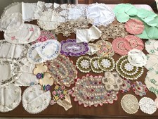Doilies Job lot Of 60 Mixed crochet embroidery lace etc