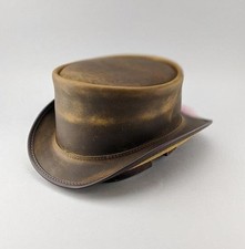 Chapeau haut de forme en cuir marron détresse chapeau steampunk chapeau...