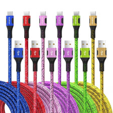 XIAWAO USB A to C Cable for iPhone 5ft 5ft 5ft 5ft 8ft 8ft, Multicolored