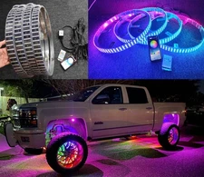x4PCS 17.5" 5-Row Five Rows CHASING Dream Color Wheel Lights For Car Truck Tire