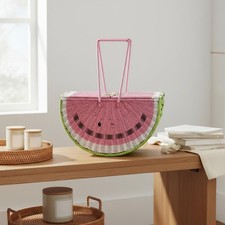 Watermelon Outdoor Hamper Printed Detailing Faux Rattan Outdoor Hamper Green