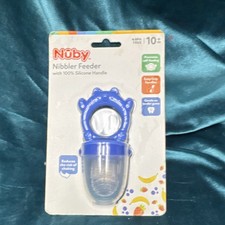 Nuby Nibbler Feeder 100 Silicone Handle Blue BPA Free 10 Months 20224