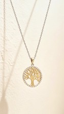 Tree of Life 925 Sterling Silver Pendant Fine Two Tone Jewelry Gold Accent