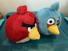 Angry Birds 5" Plush Commonwealth Lot Of Two NO SOUND Blue Jay Red Bomb 2010