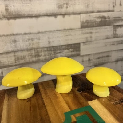NEW Viking Glass Mold Dandelion Yellow UV Glow 3 Mushroom Set by Mosser Glass - Image 1 of 4