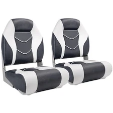 NORTHCAPTAIN White/Charcoal High Back Folding Boat Seat, 2 Seats