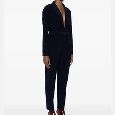 NORMA KAMALI black long sleeve V-neck jumpsuit sz L