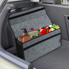 Car Trunk  Organizer Large Carpet Storage Bag Tools Travel Tidy Hook Case Grey