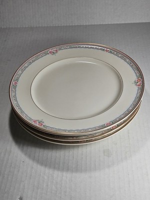 Set/4 Mikasa LAC75 ''La Rose'' 10 3/4'' Porcelain Dinner Plates Pink Rose Design