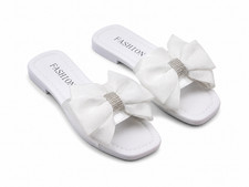 Women's Bow Slide Flat Slip On Summer Beach Casual Slippers Shoes