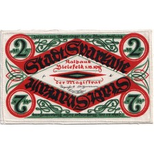 [#288988] Germany, Bielefeld, 2 Mark, 1918-12-01, UNC, Linen, Grabowski:8