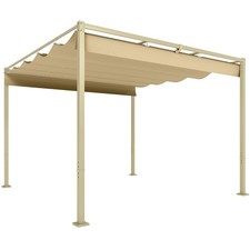 Image of 3 x 3 Metre Garden Pergola Kit with Retractable UPF30+ Canopy - Khaki
