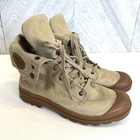 Palladium Tan Leather Lace-Up Combat Fold Over Ankle Boots Mens US 10 UK 9 EU 43