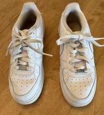 Nike Air Force 1 Low Triple White Leather Sneaker Size 7Y, Fits Women Sz. 8.5