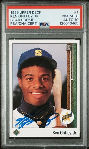1989 Ken Griffey Jr signed ROOKIE card Upper Deck #1 PSA 8 AUTO 10 RC Mariners