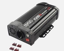 BYGD 1500W Wechselrichter 12V | DC AC Power Inverter | USB Anschluss | Schwarz