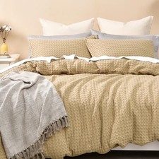 Full Waffle Cotton Duvet Cover with Pillow Shams