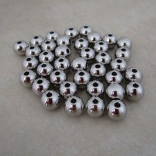 50 stainless steel 6mm wide x 5.4mm round beads hypoallergenic 1.2mm hole