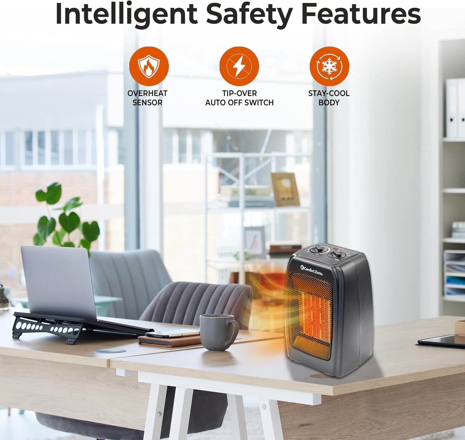 Personal Energy Save Ceramic Heater - 1500W Portable with Adjustable Thermost...