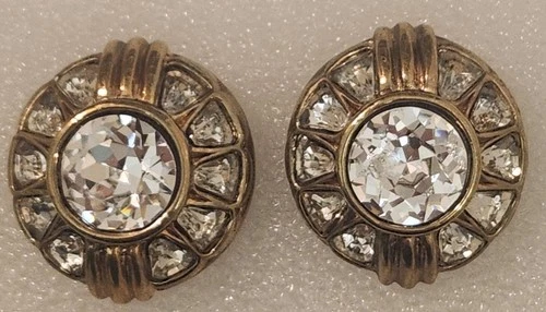 Vintage Costume Jewelry Clip On Earrings Rhinestone