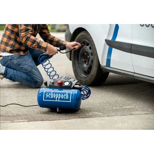 Scheppach Kompressor HC06 ölfrei 8bar 1200W + 5 m Sprialschlauch - Bild 16 von 17