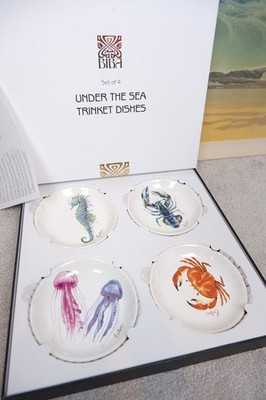 Geschenk für Kinder illustriertes Geschirr Seepferdchen Hummer Qualle Krabbe Meereslebewesen Des
