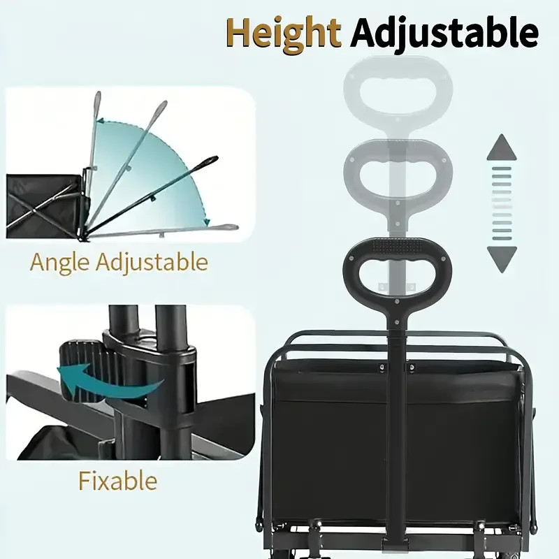 280lb Small Collapsible Folding Wagon Beach Cart Heavy Duty Utility Grocery Cart