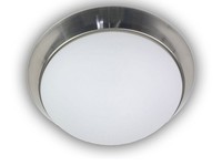 Decken Leuchte Rund, Opalglas Matt, Dekorring Nickel Matt Ø 50Cm, BüRoleuchte