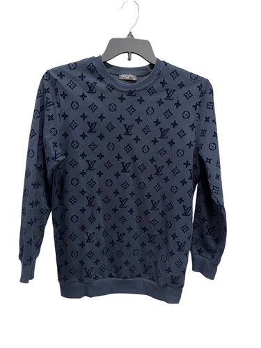 Herren Strickpullover mit kleinem Monogramm dunkelblau 100% Baumwolle Langarm - Bild 4 von 5