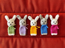 Gestrickte Tiere, Hasen, 5x Fingerpuppen Handarbeit Geschenk