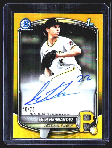 2025 Bowman Draft Seth Hernandez Chrome Prospect Auto Yellow Refractor #/75