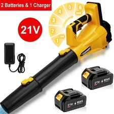 Cordless Leaf Blower 580CFM/160MPH &6-Speed Levels Electric w/2 Battery &Charger