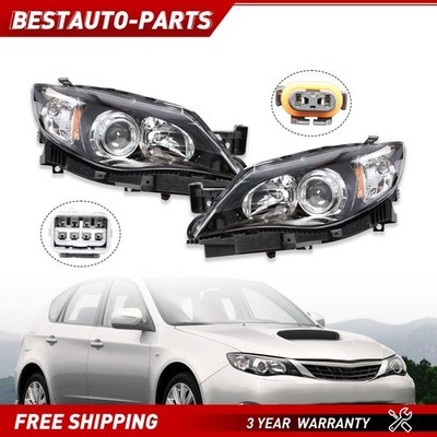 For 2008 2011 Subaru Impreza Left+Right Side Halogen Headlights Headlamp Black