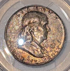 1957-D PCGS MS65 TONED Franklin Half Dollar Silver Coin - Certified Gem!