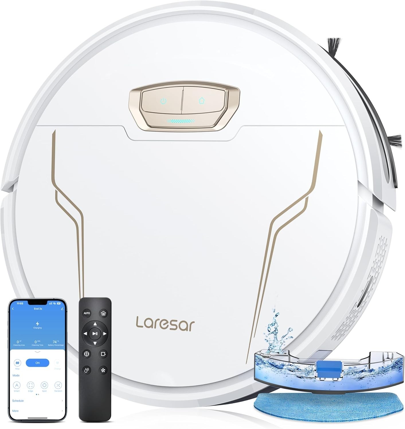 LARESAR EVOL 3S Robot Vacuum Cleaner Mop Auto Carpet Boost App Control Work