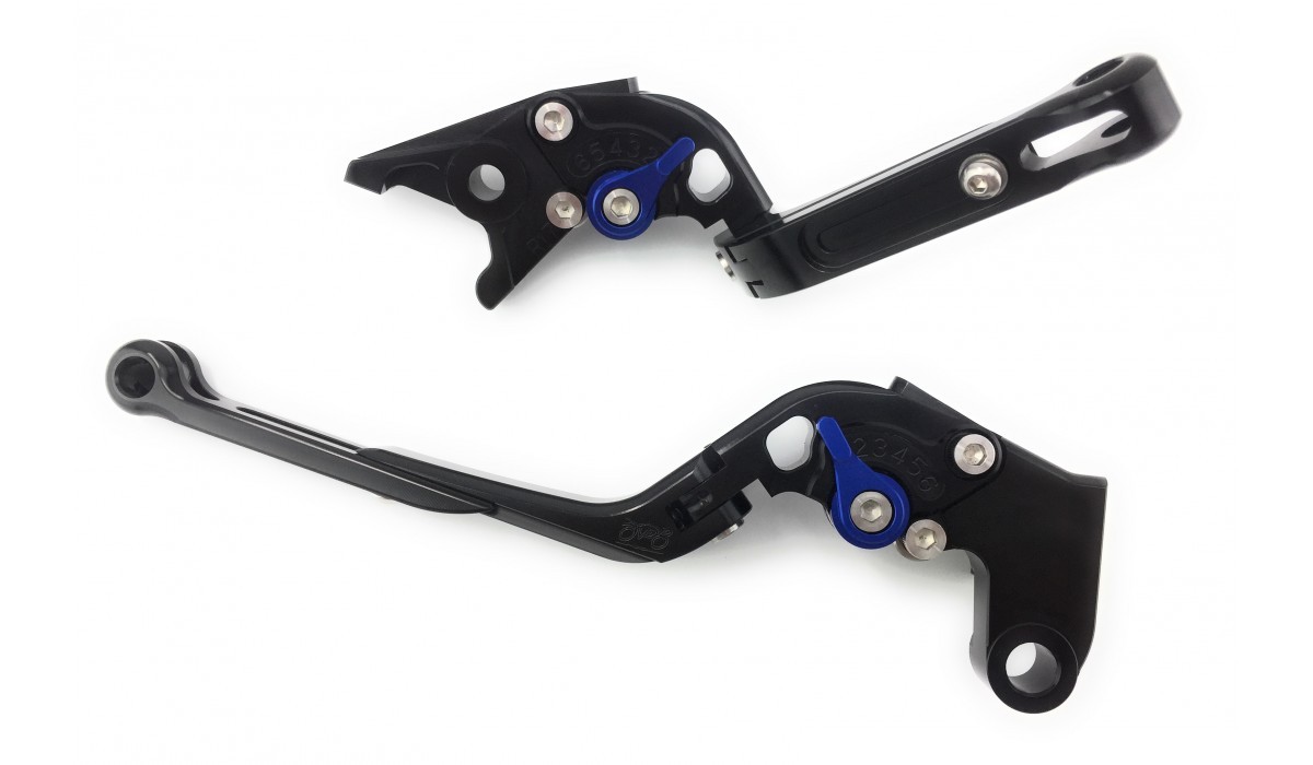 Levier FZR 1000 YAMAHA 1989-1990 repliable flip up de couleur noir et bleu