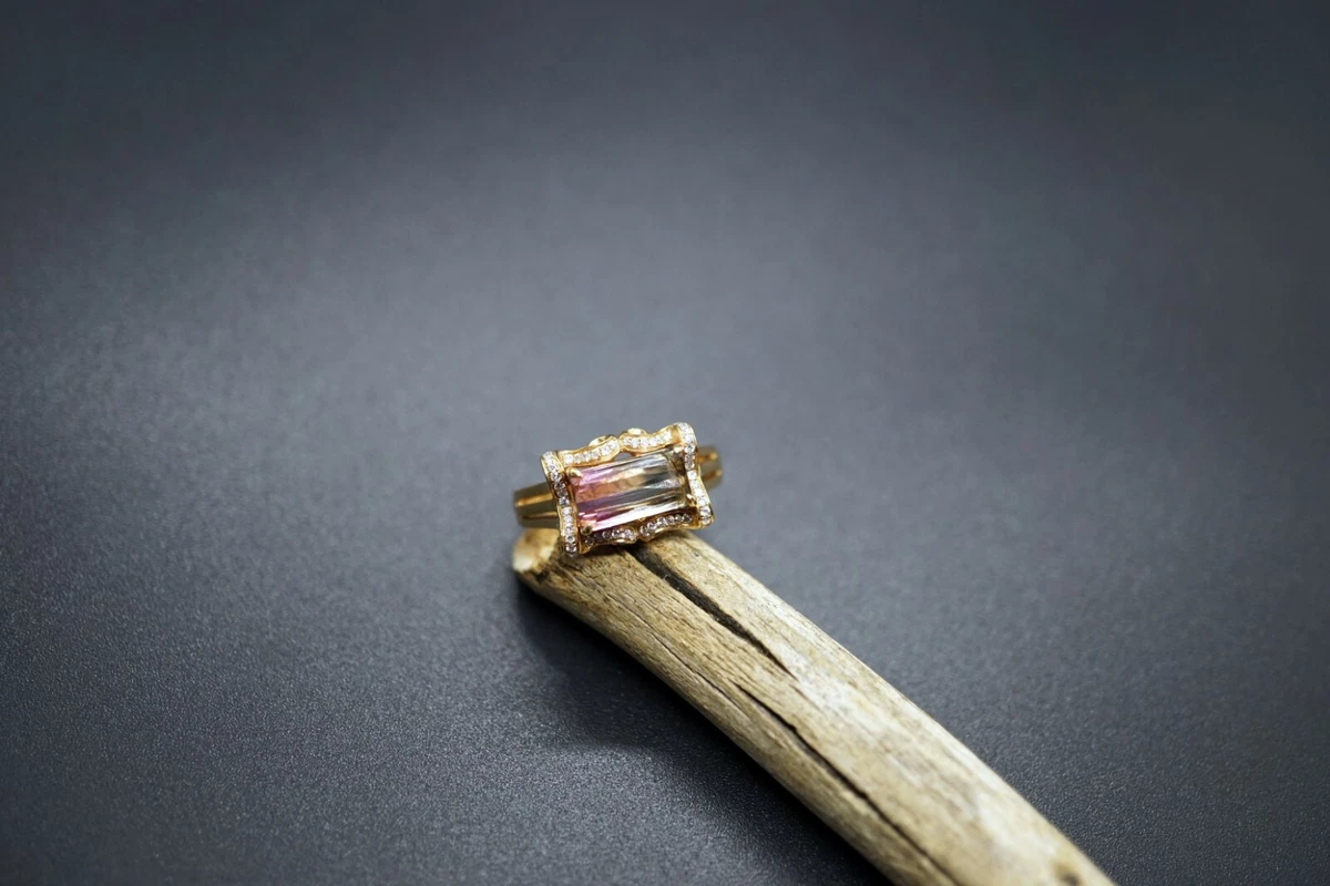 Watermelon tourmaline sale engagement ring