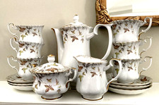 Vintage Chodziez Polish Porcelain Tea/Coffee Set with six cups & saucers, vines