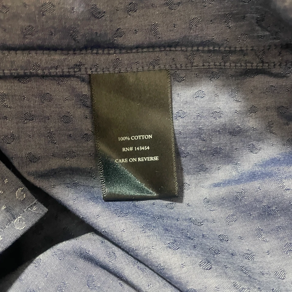 Williams & Kent XL 100 % algodón azul cobalto estampado con botones Foto 4 de 4