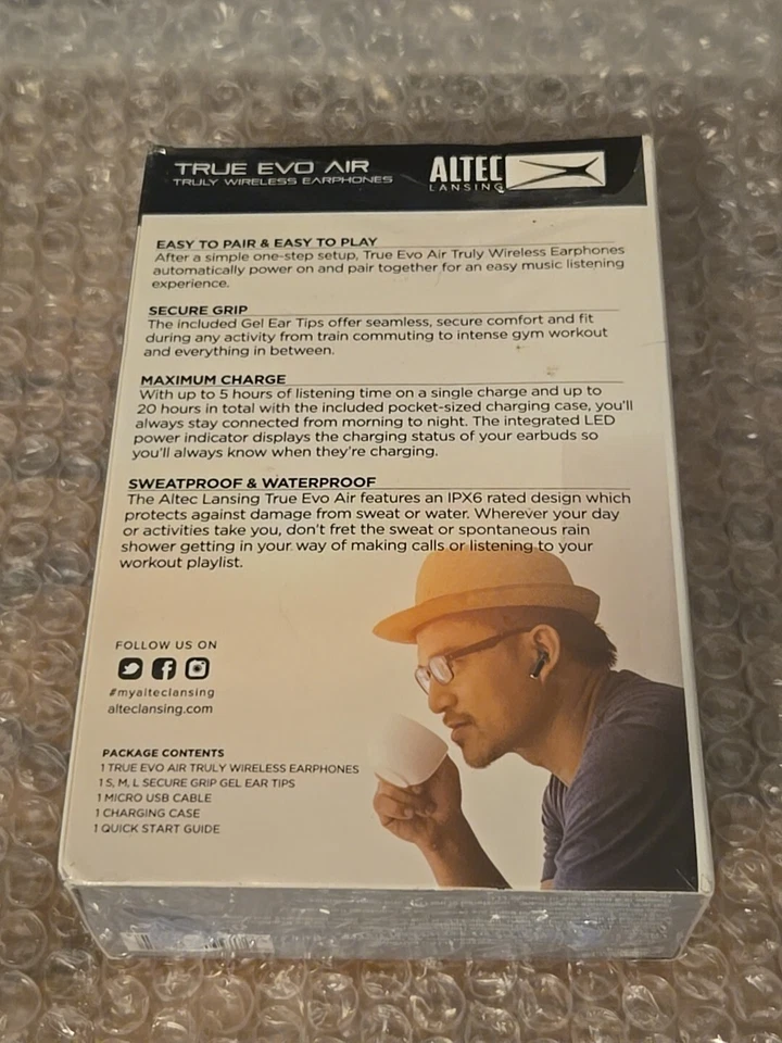 NOVO Fone de Ouvido Bluetooth Altec Lansing TRUE EVO AIR Verdadeiramente Sem Fio Ouro Rosa  - Imagem 2 de 4