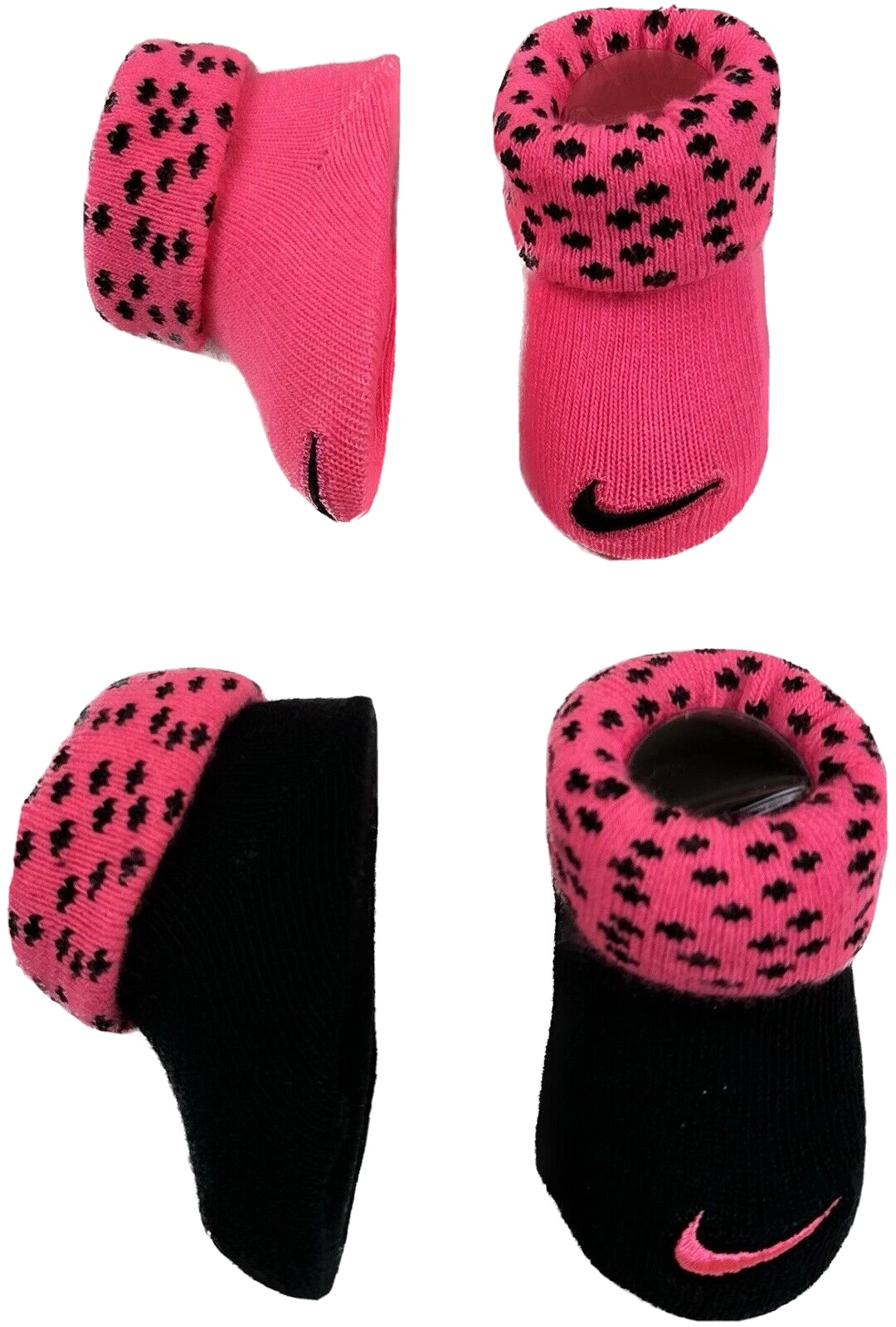 Nike Baby 2 Pk Black Pink Ankle Cotton Swoosh Logo Booties Sock Set Sz 0-6 MO
Opens in a new window