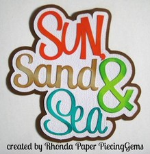 SUN SAND SEA SUMMER paper piecing title Premade Scrapbook Page die cut by RhondA