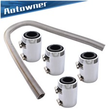 48 Stainless Steel Radiator Flexible Coolant Water Hose Kit W Caps Universal
