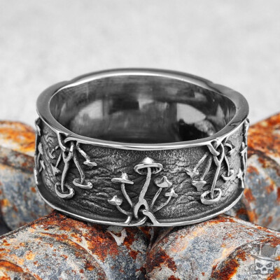 Sculpt Rings  Mushrooms Punk Rock HipHop Rap Biker Ring Steel US-Size 7-13