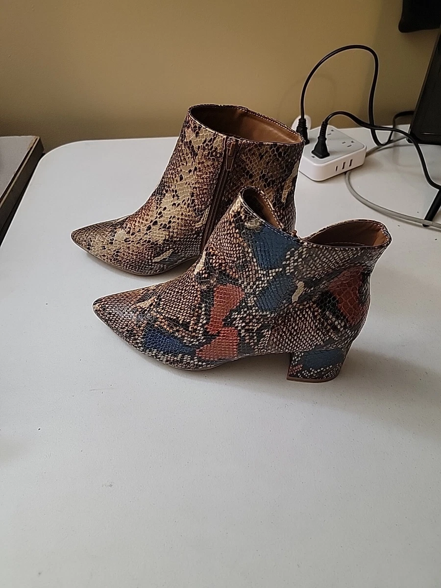 Bamboo faux sale snakeskin booties