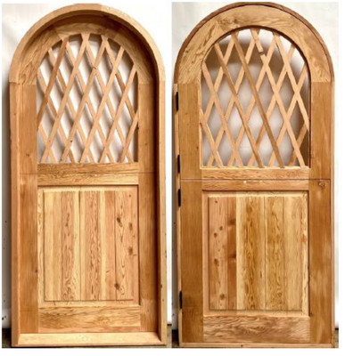 Rustic Spanish reclaimed lumber arched top GLASS top door solid wood storybook 