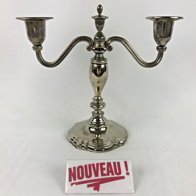 Chandelier 2 Bras Métal Argenté – Hauteur 19cm, Largeur 7,5cm