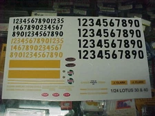 1/24 slotcar 1/24 scale NEW Lotus 30 & 40 REPRODUCED VYNAL PRE CUT DECAL sheet