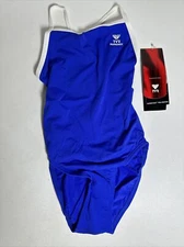 TYR Ringback One Piece Bathing Suit Girls Size 28 NWT Royal Blue